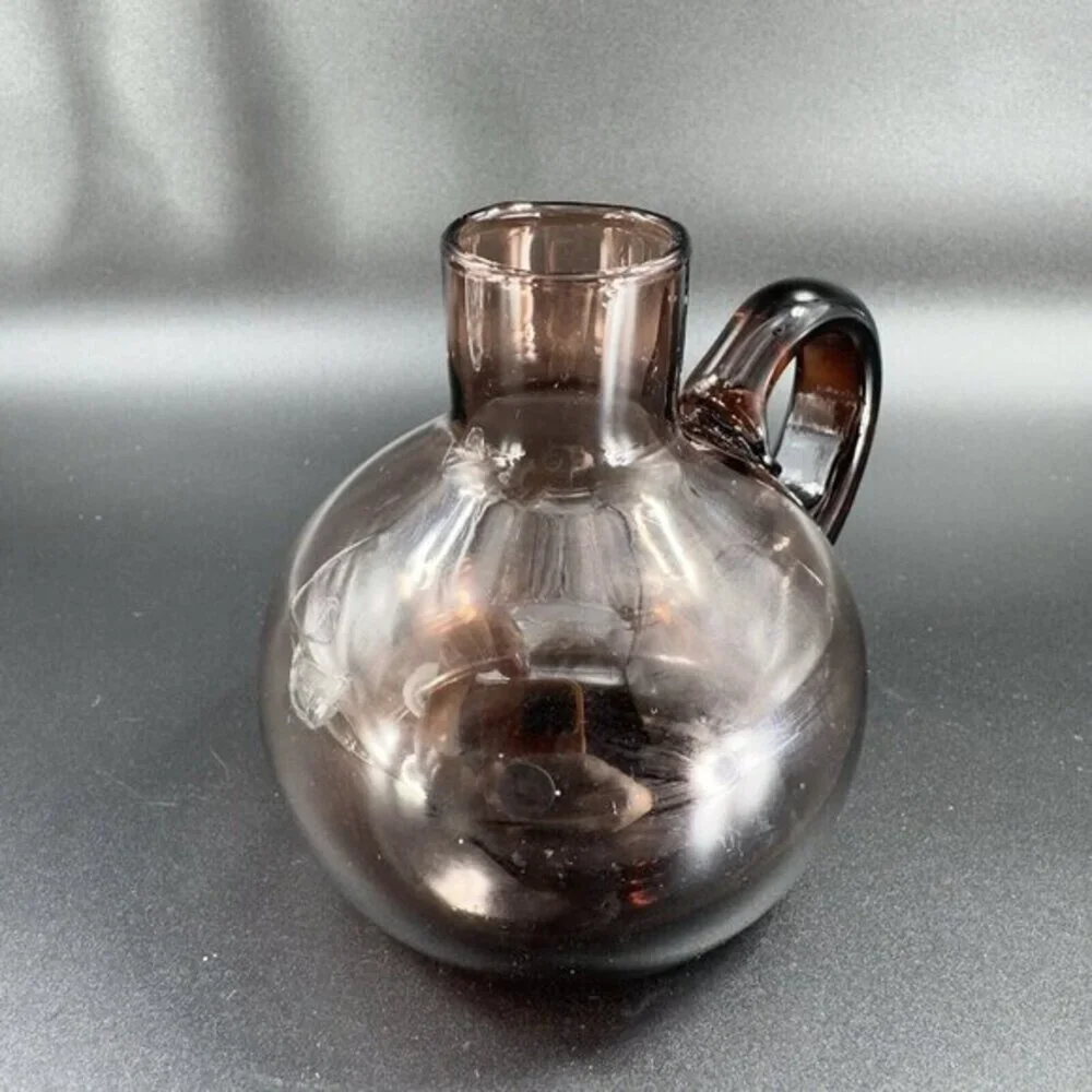 Vintage Mid Century Amethyst Purple Glass Jug Pitcher Container With‎ Handle VTG